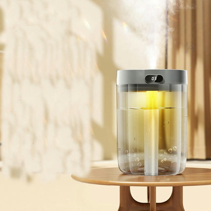 Large Capacity Double Spray Humidifier-Home Bedroom Office Night Light Digital Display Humidifier