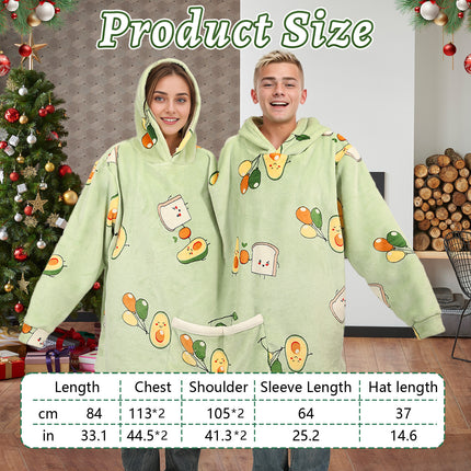 Two-person avocado print shared couples hoodie - original product detail image 1