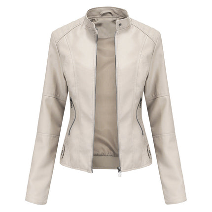 N767 women's Off-White faux leather moto jacket – original supplier main image 9