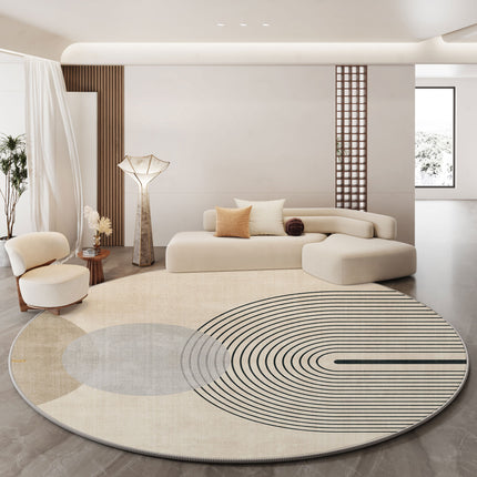 Tapis rond doux pour chambre à coucher, moderne et minimaliste, intérieur à poils courts, rond, confortable, pour salon, grand
