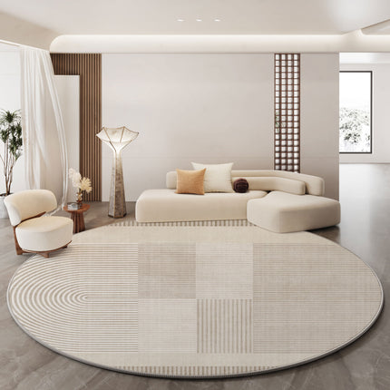 Tapis rond doux pour chambre à coucher, moderne et minimaliste, intérieur à poils courts, rond, confortable, pour salon, grand