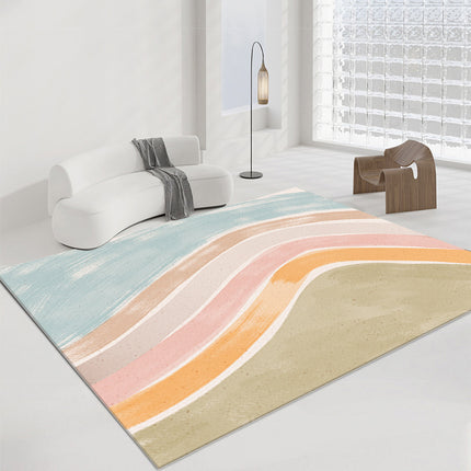 Low Pile Rug Cute Rainbow Non-Slip Soft Area Carpet Runner Rugs Carpets Indoor Outdoor Home Decor for Living Room Bedroom Kids Room