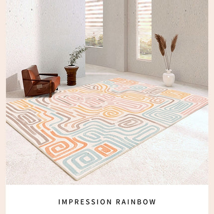 Low Pile Rug Cute Rainbow Non-Slip Soft Area Carpet Runner Rugs Carpets Indoor Outdoor Home Decor for Living Room Bedroom Kids Room