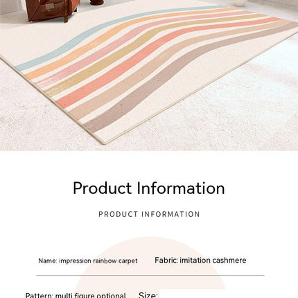 Low Pile Rug Cute Rainbow Non-Slip Soft Area Carpet Runner Rugs Carpets Indoor Outdoor Home Decor for Living Room Bedroom Kids Room