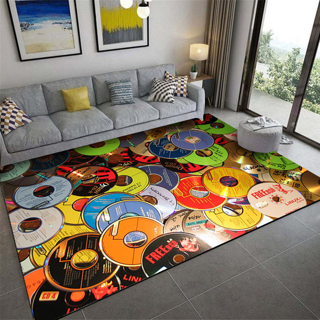 Indoor Area Rug Vinyl Record on Colorful Texture Floor Rugs, Rugs And Carpet Home Living Room Coffee Table Non-Slip Carpet Home Decoration