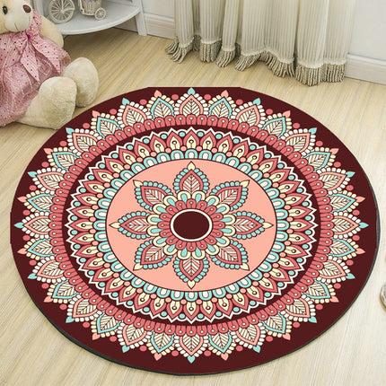 Round Rugs 3D Ethnic Printed Rug Vintage Washable Suppleness Rugs And Carpet with for Bedroom Hallway Living Room Carpets
