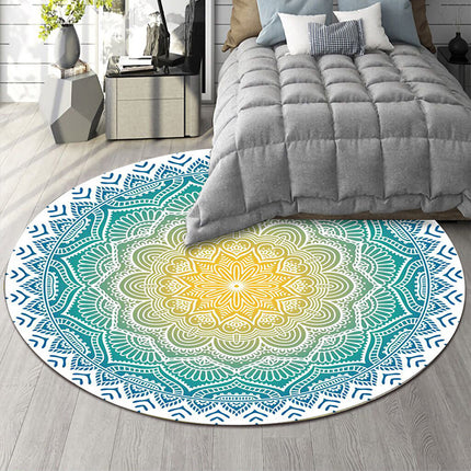Round Rugs 3D Ethnic Printed Rug Vintage Washable Suppleness Rugs And Carpet with for Bedroom Hallway Living Room Carpets