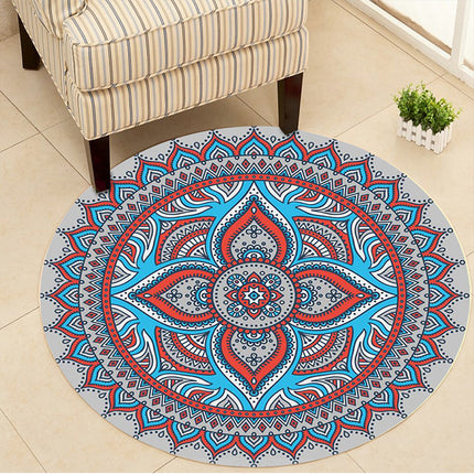 Round Rugs 3D Ethnic Printed Rug Vintage Washable Suppleness Rugs And Carpet with for Bedroom Hallway Living Room Carpets