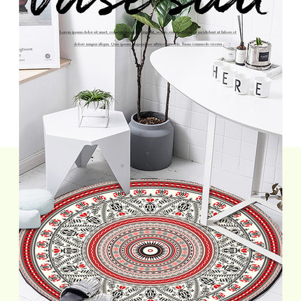 Round Rugs 3D Ethnic Printed Rug Vintage Washable Suppleness Rugs And Carpet with for Bedroom Hallway Living Room Carpets