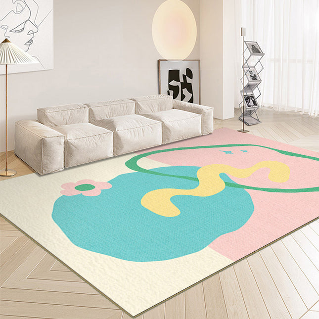 Maschinenwaschbare Wohnzimmerteppiche mit Blumenmuster, kleine frische Blumen und Gras, einfache Teppichvorleger für Schlafzimmer, weicher Esszimmerteppich