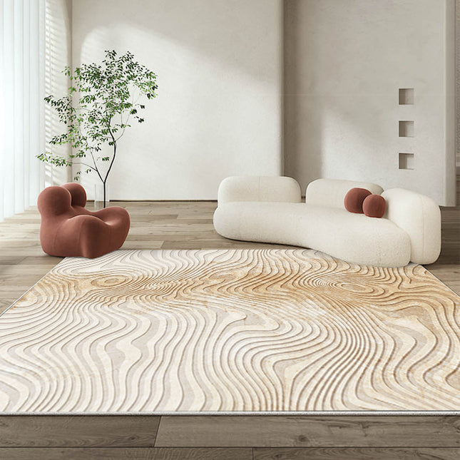 Teppiche, geometrischer Streifenteppich für Wohnzimmer, Schlafzimmer, waschbarer Teppich, weicher, rutschfester Teppich, Teppich im Wabi-Sabi-Stil, Heimdekoration