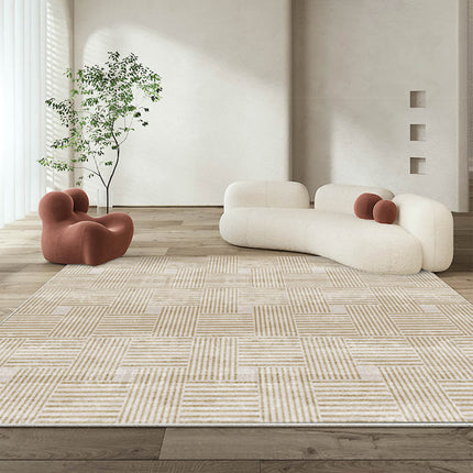 Area Rugs,Geometric Stripe Rug for Living Room Bedroom Washable Rug Soft Non-Slip Carpet Wabi-sabi Style Carpet Rugs Home Decor