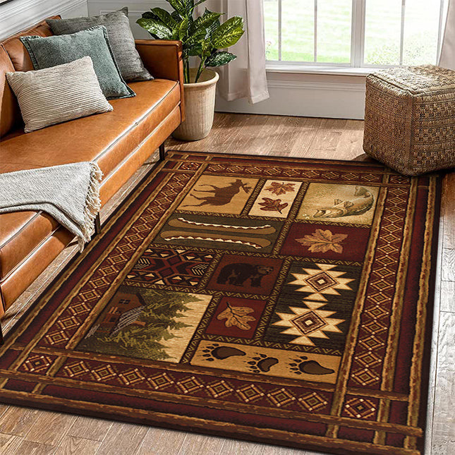 Waschbarer Teppich im amerikanischen Ethno-Stil, rutschfeste Teppiche für Wohnzimmer, geometrischer Stammes-Stil, große Bodenteppiche, weicher Teppich mit niedrigem Flor für Schlafzimmer