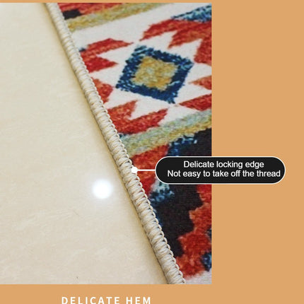 American Ethnic Style Washable Area Rug,Non-Slip Rugs for Living Room Geometric Tribal Large floor Rugs Soft Low Pile Carpet for Bedroom