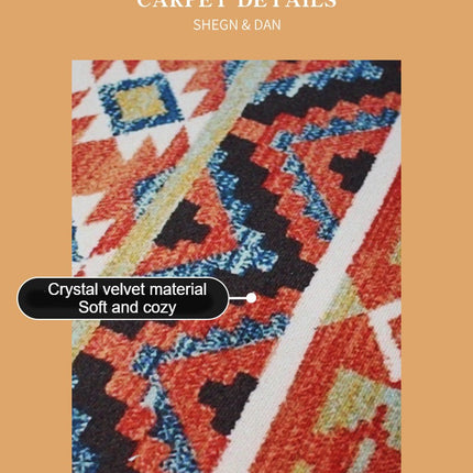 American Ethnic Style Washable Area Rug,Non-Slip Rugs for Living Room Geometric Tribal Large floor Rugs Soft Low Pile Carpet for Bedroom