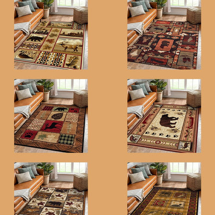American Ethnic Style Washable Area Rug,Non-Slip Rugs for Living Room Geometric Tribal Large floor Rugs Soft Low Pile Carpet for Bedroom