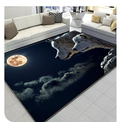Animal Large Floor Rugs Wolf Printed Area Rugs 3D Visual Wolf Clan Rugs,Carpets for Living Dining Dorm Room Bedroom Home