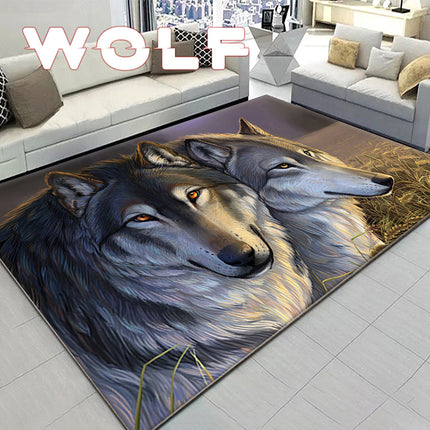 Animal Large Floor Rugs Wolf Printed Area Rugs 3D Visual Wolf Clan Rugs,Carpets for Living Dining Dorm Room Bedroom Home