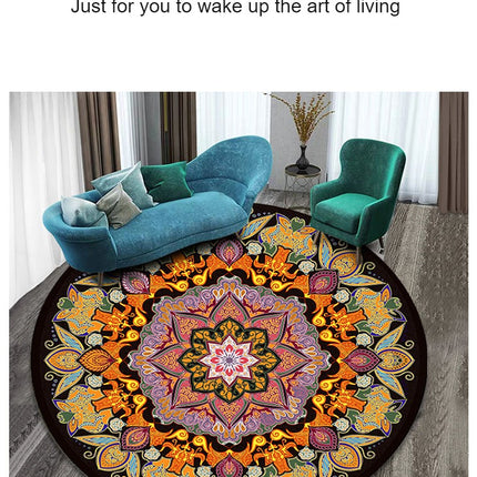 Round Rugs Mandala Rugs Boho Round Rug Floral Print Rugs And Carpet Rug Carpet for Bedroom Living Room Dining Room Decorative