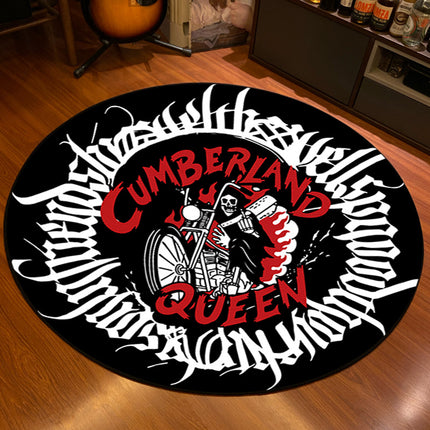 Tapis rond en forme de tête de mort pour Halloween, tapis en peluche, décoration d'intérieur, tapis antidérapant, tapis confortable pour cuisine, salon, chambre à coucher (rond)