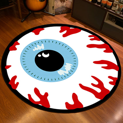 Tapis rond en forme de tête de mort pour Halloween, tapis en peluche, décoration d'intérieur, tapis antidérapant, tapis confortable pour cuisine, salon, chambre à coucher (rond)