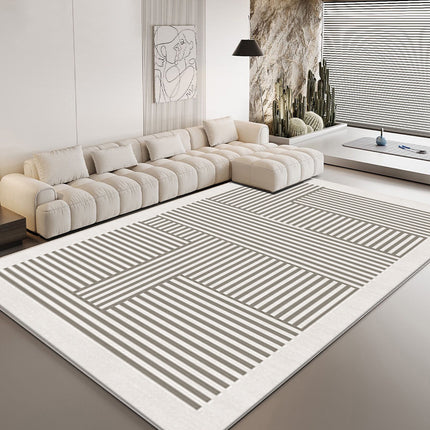 Cremefarbener Teppich für Schlafzimmer, waschbarer Teppich für Wohnzimmer, Teppich mit geometrischen Linien, Teppich für drinnen und draußen, für den Eingangsbereich und das Esszimmer