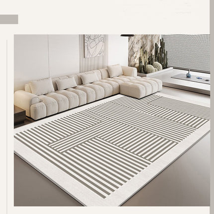 Cremefarbener Teppich für Schlafzimmer, waschbarer Teppich für Wohnzimmer, Teppich mit geometrischen Linien, Teppich für drinnen und draußen, für den Eingangsbereich und das Esszimmer