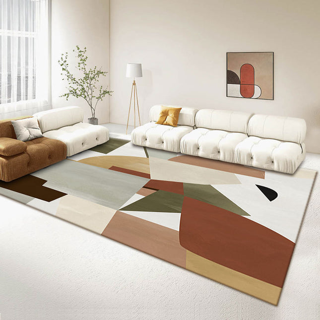 Teppich mit abstrakter Kunst, geometrischer Teppich für den Innenbereich, rutschfeste Teppiche und Teppiche mit niedrigem Flor für Schlafzimmer, moderner minimalistischer Teppich für Wohnzimmer