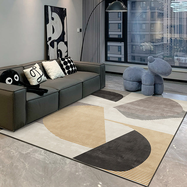 Waschbarer Teppich, abstrakter Kunstteppich, schmutzabweisender Teppich, geometrischer, rutschfester Teppich für Wohnzimmer, Schlafzimmer, Heimbüro