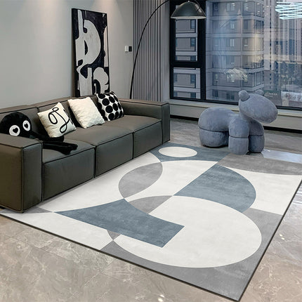 Washable Area Rug Abstract Art Rug Stain Resistant Rug Geometric Non-Slip Area Rug for Living Room Bedroom Home Office