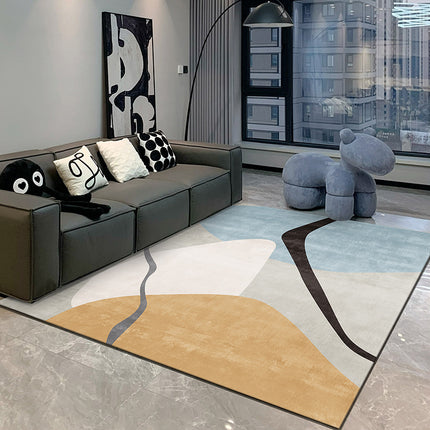 Washable Area Rug Abstract Art Rug Stain Resistant Rug Geometric Non-Slip Area Rug for Living Room Bedroom Home Office