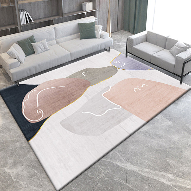 Waschbarer Teppich, ultraweicher Teppich, rutschfest, abstrakter geometrischer Teppich, schmutzabweisende Teppiche für Wohnzimmer, Schlafzimmer, moderne Kunstteppiche
