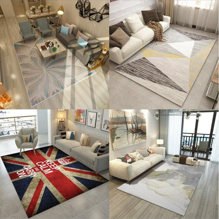 Tapis géométrique moderne et facile d'intérieur, lavable, pour chambre à coucher, contemporain, naturel, antidérapant