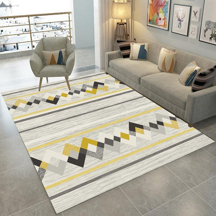 Tapis géométrique moderne et facile d'intérieur, lavable, pour chambre à coucher, contemporain, naturel, antidérapant