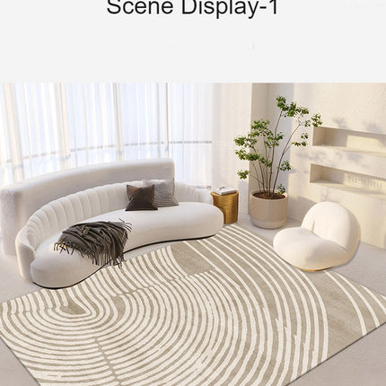Tapis de grande surface pour salon, lignes minimalistes, abstrait, pour chambre à coucher, antidérapant, esthétique moderne