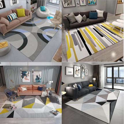Area Rug Washable Modern Geometric Non Slip Accent Thin Rugs And Carpet Contemporary Soft Carpet Kitchen Living Room Bedroom Dining