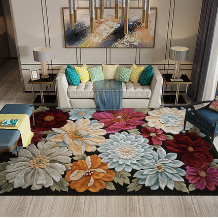 Tapis de maison doux pour salon, tapis lavable pour chambre à coucher, salle à manger, tapis d'accent antidérapant imprimé oriental