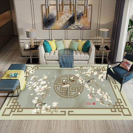 Tapis de maison doux pour salon, tapis lavable pour chambre à coucher, salle à manger, tapis d'accent antidérapant imprimé oriental