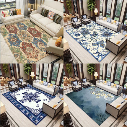 Tapis de maison doux pour salon, tapis lavable pour chambre à coucher, salle à manger, tapis d'accent antidérapant imprimé oriental