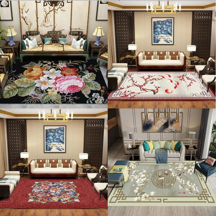 Tapis doux pour salon, tapis lavable pour chambre à coucher, salle à manger, tapis d'accent antidérapant imprimé oriental