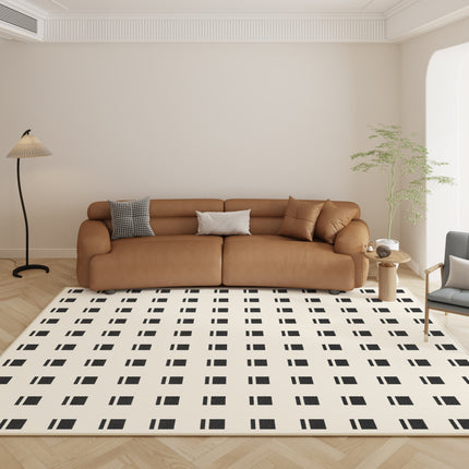 Living Room Rug Carpets, short plush Area Rugs cozy modern geometric plaid rug carpet runner for bedroom and home office