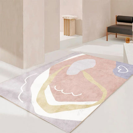 Tapis Moderne Doux Lignes Simples Tapis Abstraits pour Salon Chambre Cuisine Salle à Manger, Tapis de décoration intérieure à Poils Moyens et Tapis de Sol