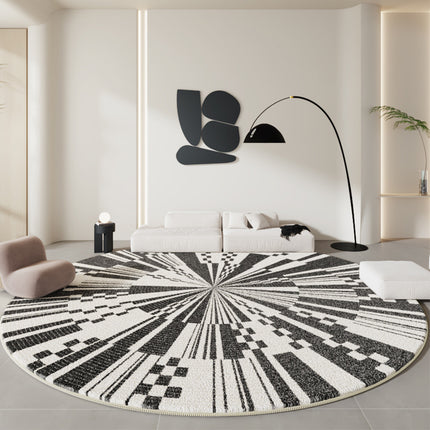 Round Area Rug Soft Chic Rugs Machine Washable Non Slip Indoor Sofa Floor Area Mat Carpet for Living Room Bedroom Nursery Decor