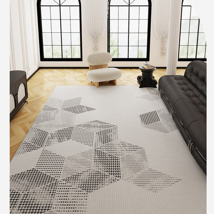 Geometric Area Rugs Coffee Table Rug Indoor Soft Modern Premium Minimalist Low Pile Rugs And Carpet  With Non-Slip Rubber Backing