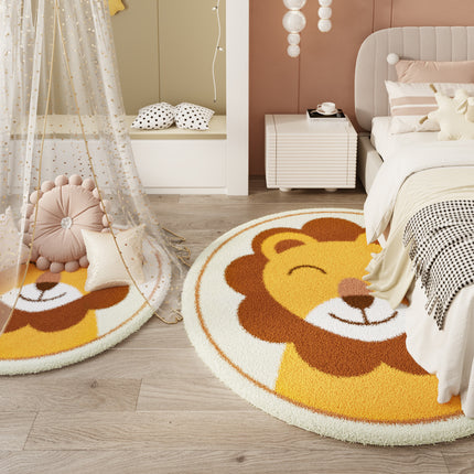Cute Cartoon Round Carpet Soft Animal Pattern Carpet Non-slip Washable Area Rugs Rugs And Carpet for Nursery Bedroom Living Room