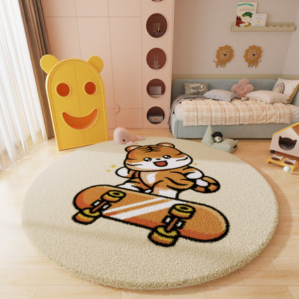 Cute Cartoon Round Carpet Soft Animal Pattern Carpet Non-slip Washable Area Rugs Rugs And Carpet for Nursery Bedroom Living Room
