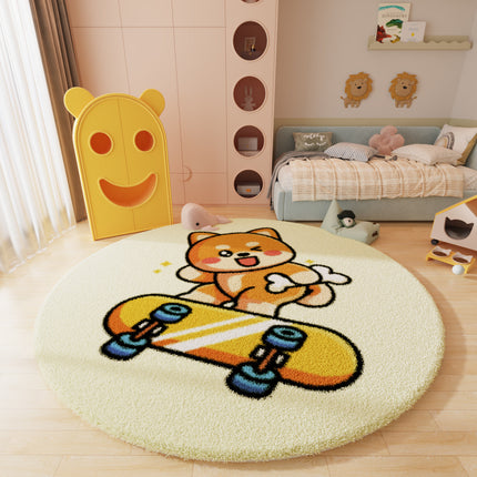 Cute Cartoon Round Carpet Soft Animal Pattern Carpet Non-slip Washable Area Rugs Rugs And Carpet for Nursery Bedroom Living Room