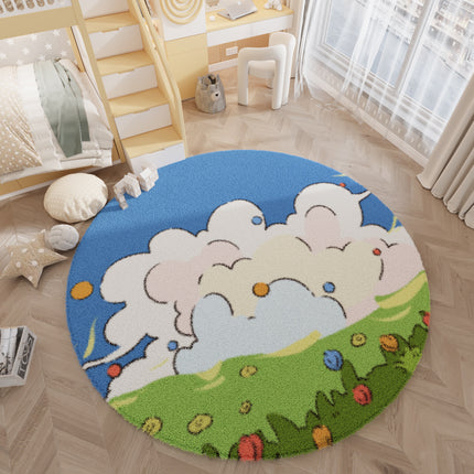 Cute Cartoon Round Carpet Soft Animal Pattern Carpet Non-slip Washable Area Rugs Rugs And Carpet for Nursery Bedroom Living Room