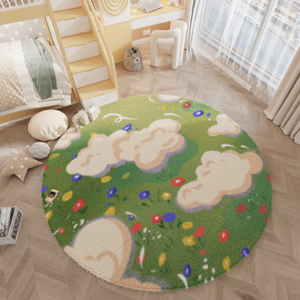 Cute Cartoon Round Carpet Soft Animal Pattern Carpet Non-slip Washable Area Rugs Rugs And Carpet for Nursery Bedroom Living Room