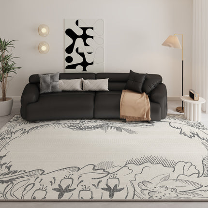 French Vintage Printed Living Room Carpet Simple Rug Non-slip Low Pile Machine Washable Area Rugs for Bedroom Dining Room Office